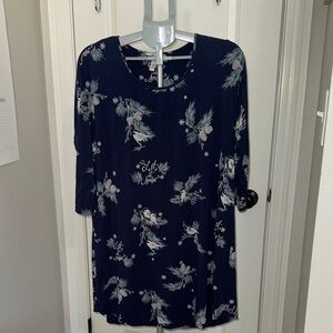 Soma Let it Snow Midnight Blue Floral Pajama sleep shirt